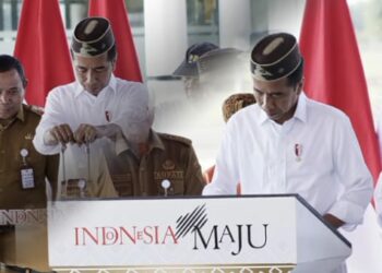 Resmikan Bandara Panua,Presiden Joko Widodo Gunakan Upiyah Ilamango Produksi Oliniyaa Craft