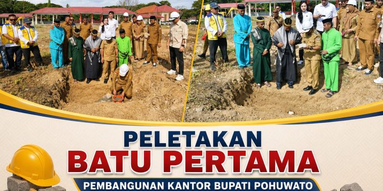 Peletakan Batu Pertama,Tanda Dimulainya Pembangunan Kantor Bupati Pohuwato,Wabup Iwan Harap Selesai Tepat Waktu